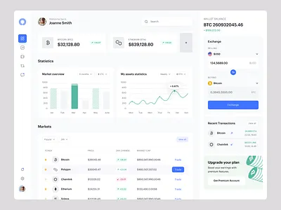 Crypto dashboard bitcoin btc chainlink crypto dashboard eth exchange market solana statistics trading ui wallet