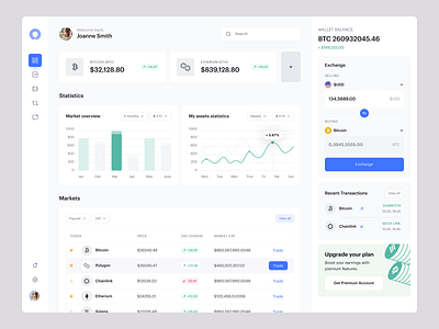 Crypto dashboard bitcoin btc chainlink crypto dashboard eth exchange market solana statistics trading ui wallet