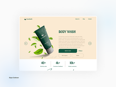 Body wash landing page brand identity brand identity design branding e commerce landing page skincare brand skincare website ui uiux