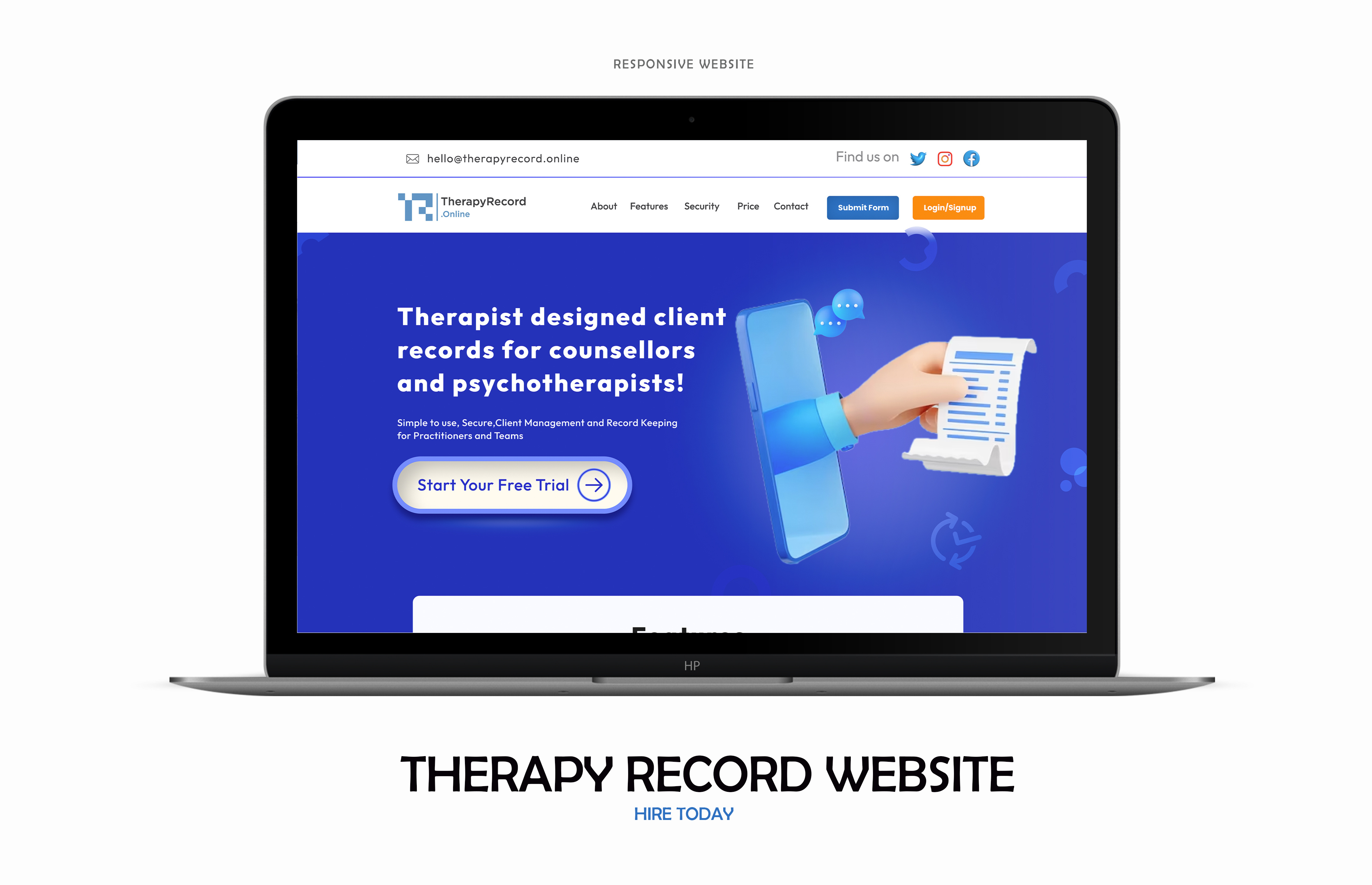 Therapy Record Website design app branding design graphic design illustration typography ui ux