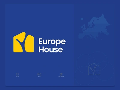 Europe House / Logo brand brand identity design branding creative logo design eu europe europe house european union grow home house lettermark logo design logo symbol negative space tree visual identity design