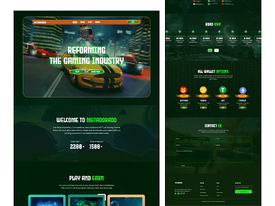 Dorado Gaming Website Design car racing gaming website landing page design nft