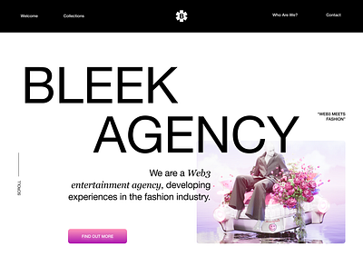 BLEEK AGENCY - WEB3 MEETS FASHION design elementor fashion figma graphic design minimalistic nft typography ui ux web3 web3design webdesign website