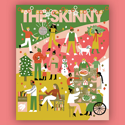 The Skinny - December 2022 Cover characters christmas collage design editorial festive ill illustration newspaper
