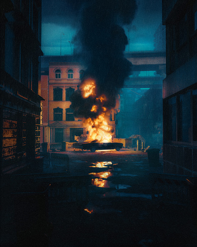 Ignited Steal 3d car cinema cinematic city dark digital art