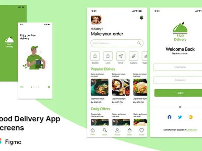 Food Delivery App delivery app design food graphic design green mobile app pro research ui ui design ux