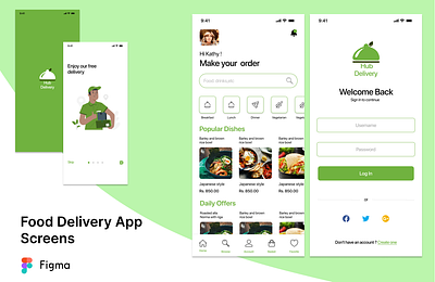 Food Delivery App delivery app design food graphic design green mobile app pro research ui ui design ux