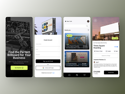 UI design for a hoarding rental platform app design ui ux