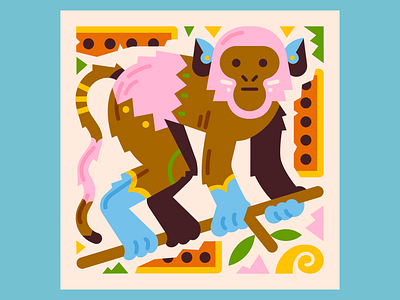 Cambodian Monkey animal ape cambodia character freelance geometry illustration jungle monkey trip vector