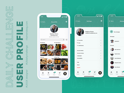 UI daily challenge - @ User profile app design ui ux