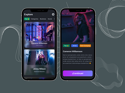 CardConnect 100 day ui challenge app creator card creative future mobile app name card social style ui ux