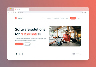 Restaurant software landing page landing page minimalist ui ux web