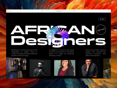 African Designers Dark/Light Modes african design designers hero section ui visual design wealth4us