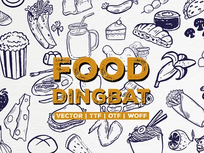 Food Dingbat bbq grill burgundy flowers cakes dessert food food clipart food dingbat food font food icon food illustrations foods fruits hand drawn ice cream line art line drawing food noodles pizza taco vegetable
