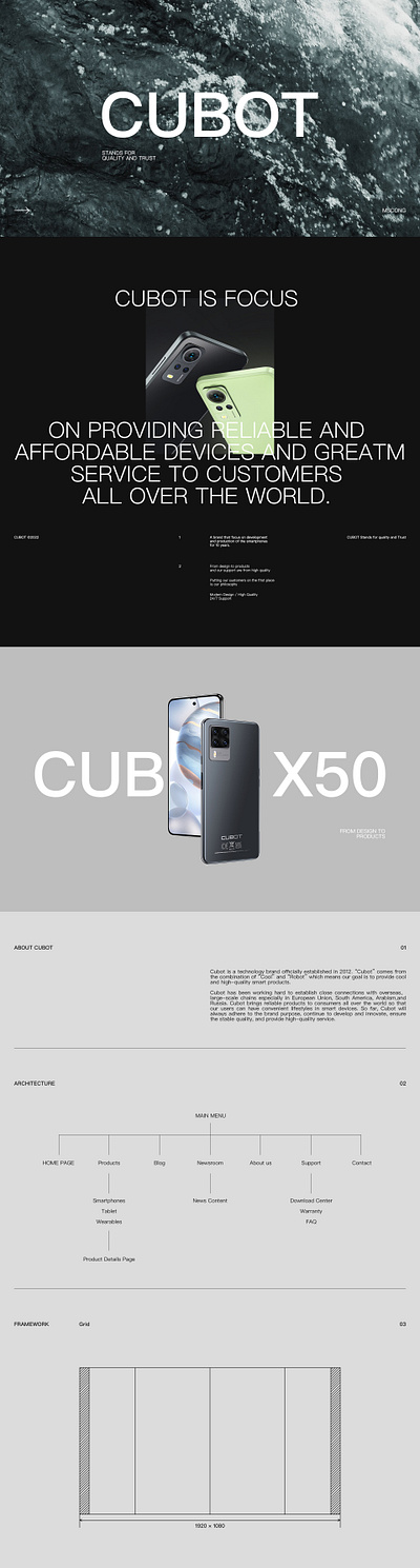 CUBOT Website Upgraded brand identity concept design mobile phone product design simple ui website