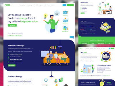 Website for a Modern Energy Company blue branding design green grid illustration ui vector webdesign website