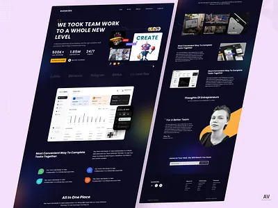Budwork - Remote working Tool creative creative design creative landing page dark mode design saas software selling ui task management team management tool ui uiux website design webuiux