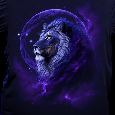 My Purple Lion Night Design on a Shirt ai ai created design digital digitalart fiverr graphic design illustration