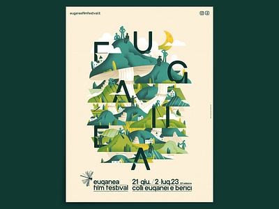 Euganea Film Festival 2023 - Poster country countryside daniele simonelli dsgn festival hills illustration mushroom mushrooms nature poster texture undergrowth vector