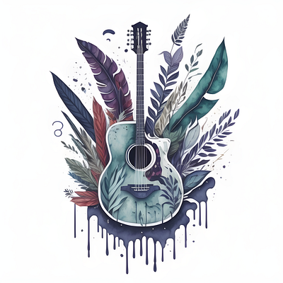 Floral Guitar creative process graphic design guitar illustration instruments music