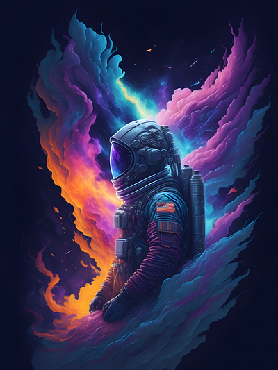 Exploring Space Clouds astronaut creative process galaxy graphic design illustration space