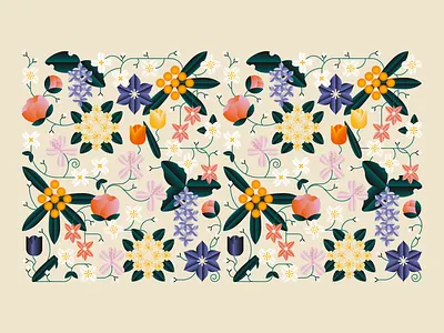 May Blooms blooms daisy design floral flowers hyacinth illustration leaves may pattern petals roses seasons spring summer symmetry tulips vector vines