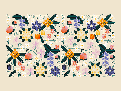 May Blooms blooms daisy design floral flowers hyacinth illustration leaves may pattern petals roses seasons spring summer symmetry tulips vector vines