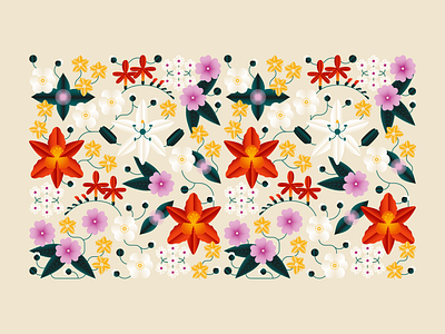 July Blooms blooms buds daisies daisy daylilies design floral flowers illustration leaves lilies lily petals seasons spring summer symmetry vector vines