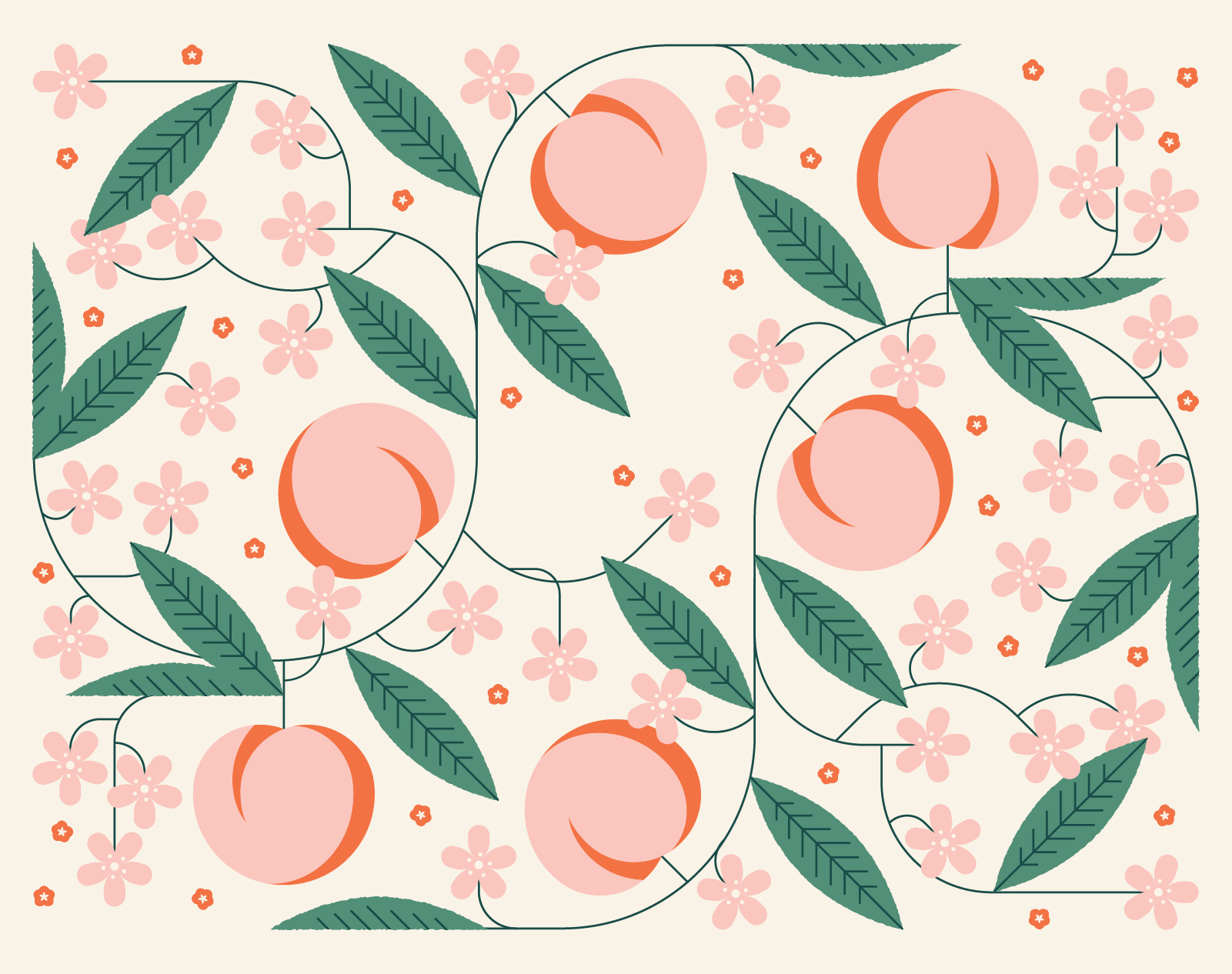 Peachy keen 🍑🍑🍑 berries berry blooms card florals flowers fruit fruit trees fruity gift gift card gift wrapping greeting card illustration leaves patterns peach peaches petals vector