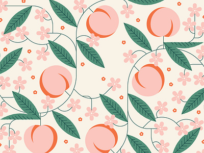 Peachy keen 🍑🍑🍑 berries berry blooms card florals flowers fruit fruit trees fruity gift gift card gift wrapping greeting card illustration leaves patterns peach peaches petals vector