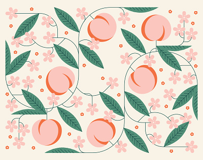 Peachy keen 🍑🍑🍑 berries berry blooms card florals flowers fruit fruit trees fruity gift gift card gift wrapping greeting card illustration leaves patterns peach peaches petals vector