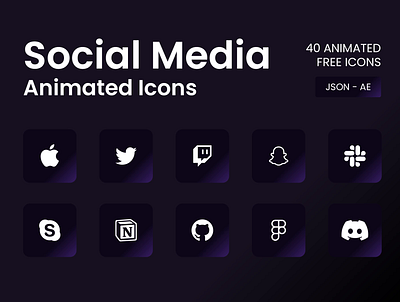 Free Social Media Icons animation clean design free hover icon logo lottie minimal social media twitch twitter white