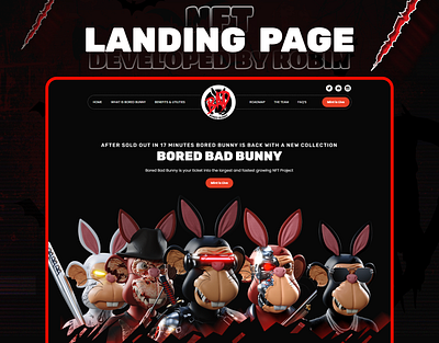 Bored Bad Bunny ( A NFT Website) 1 page website css design elementor html javascript landing page nft php ui web design website development wordpress
