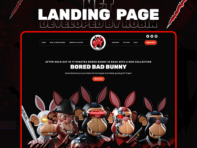 Bored Bad Bunny ( A NFT Website) 1 page website css design elementor html javascript landing page nft php ui web design website development wordpress