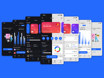 Mobile Banking App - UI Design adobe app banking blue branding dark theme design figma light theme mobile ui ux