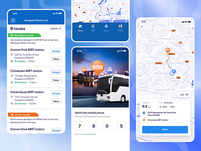 Optimizing Public & Emergency Transport animation application mobile bus concept dailyui design emercen emergency interface map motion graphics native app transportation ui ui design userinterface uxdesign