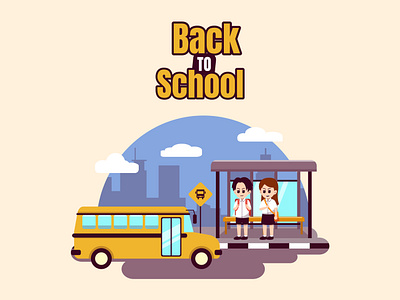 Back to school set concept cute illustration animation back to school branding cute design flat graphic design illustration logo school ui ux vector