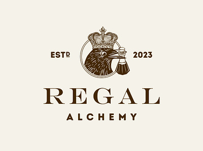Regal alchemy alchemy crow crown illustration logo design old school potion vintage