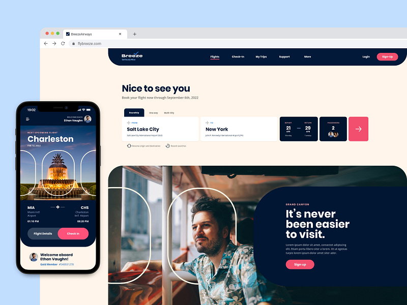 Breeze Airways - Website + App Design branding design web design website