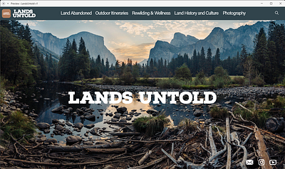Lands Untold: Reconnecting with Nature branding conservation design environment illustration logo nature newspaper renewables startup typography ui