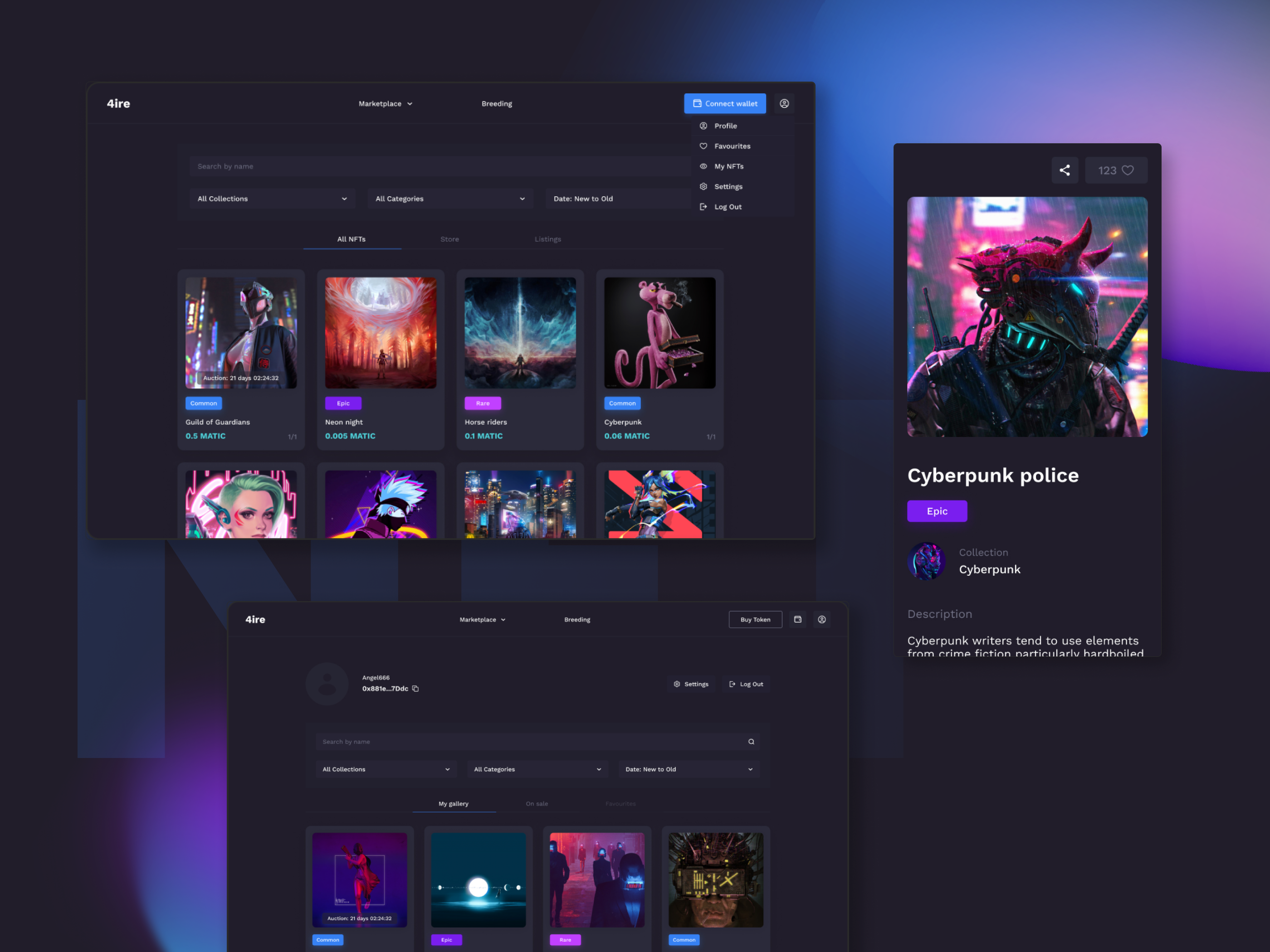 White-label NFT marketplace solution design black blue design figma figmadesign green minting nft nftmarketplace nftmarketplacedesign productdesign ui ux website whitelabel whitelabelnftmarketplace