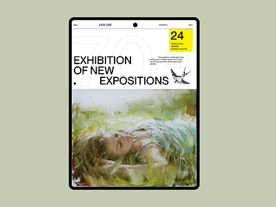 Announcement of an event for an art exhibition business ipad tablet typogaphy ui ui ux design web deisgn webdesign