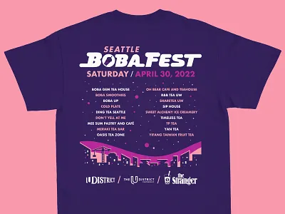 Boba Fest Tee (Back) boba fest boba tea bubble tea city event event tee festival festival tee graphic tee skyline t shirt tea tee shirt