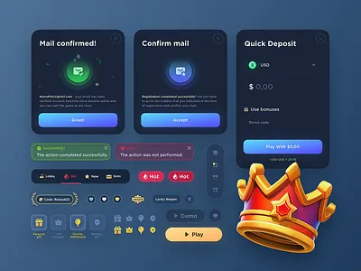 UI Gambling Kit: Kas.Casino 3d app betting casino crypto dark ui elements figma gambling game kit game ui icon illustration interface mobile nft ui ui kit ux web design