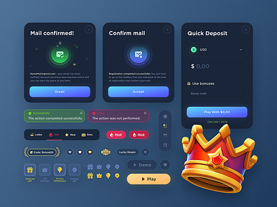 UI Gambling Kit: Kas.Casino 3d app betting casino crypto dark ui elements figma gambling game kit game ui icon illustration interface mobile nft ui ui kit ux web design