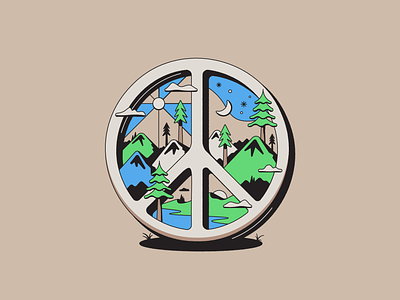 Breathe In, Peace Out apparel cloud dawn dusk forest illustration lake mountain national park nature ocean organic outdoors peace redwood screenprint shirt stars sunset tree