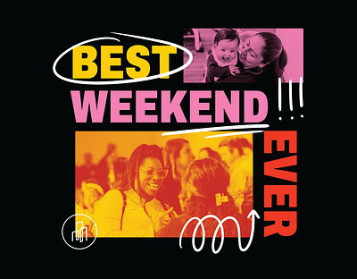 Best Weekend Ever arrows branding church color doodle gradient gradientmap illustration lockup type typography weekend