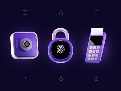 3D Icons 3d 3d icon graphic design icon lock pos purple safe strongbox