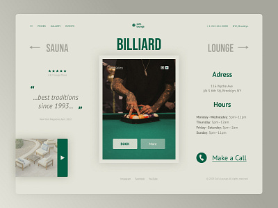 Lounge Main/Home page branding classic design green home page light main page minimalist site typography ui web website