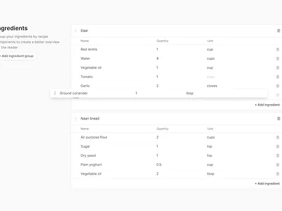 Wasabee - Recipe Builder app design dnd drag and drop graphic design illustration ingredient recipe ui ux